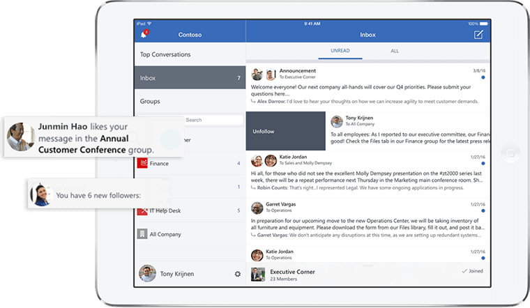 Microsoft Yammer dashboard