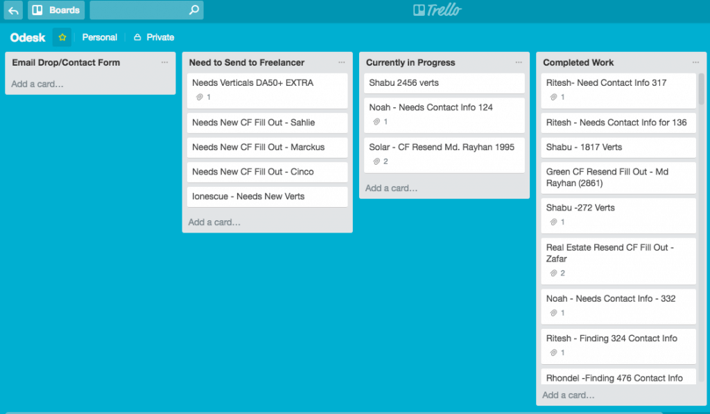 Trello dashboard