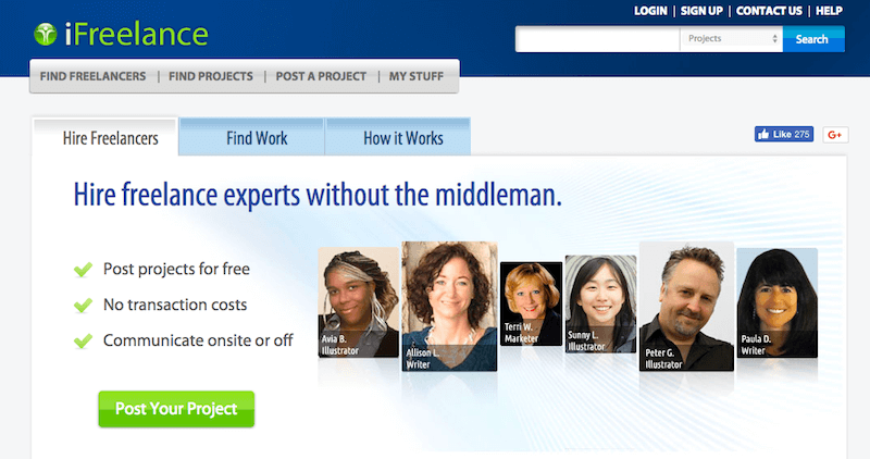 iFreelance homepage