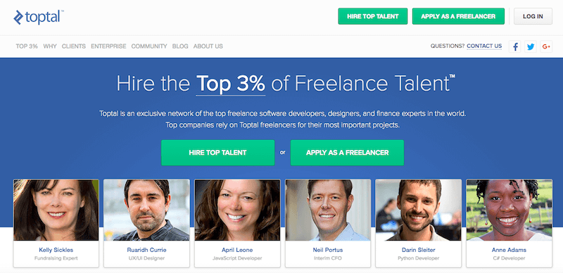 Toptal dashboard