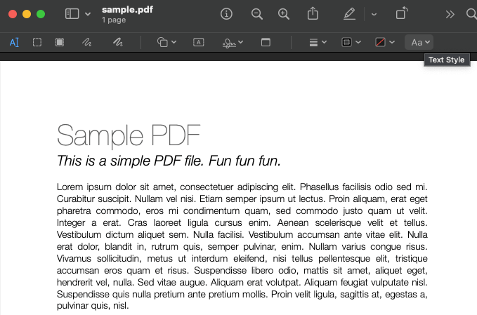 Screenshot of Apple Preview's PDF editing user interface