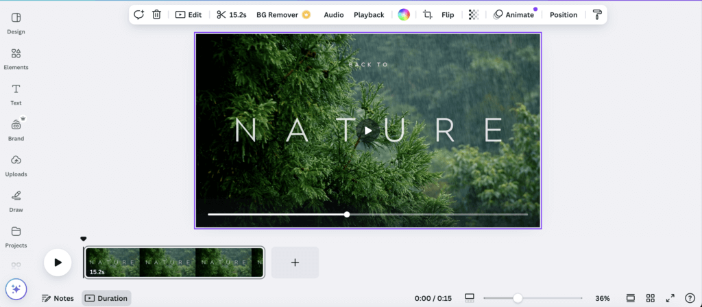 A screenshot of Canva's video editing user interface