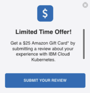 Screenshot of IBM in-app review offer