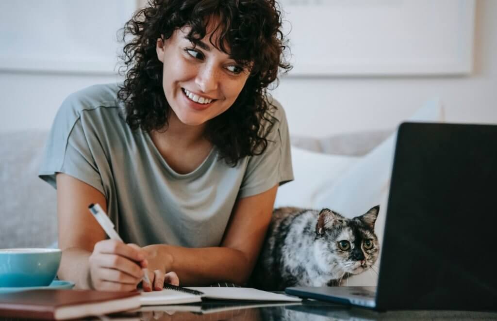 Video conference with a furry friend