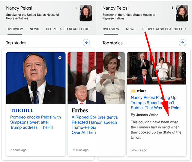 Top News Stories Google rich snippet example