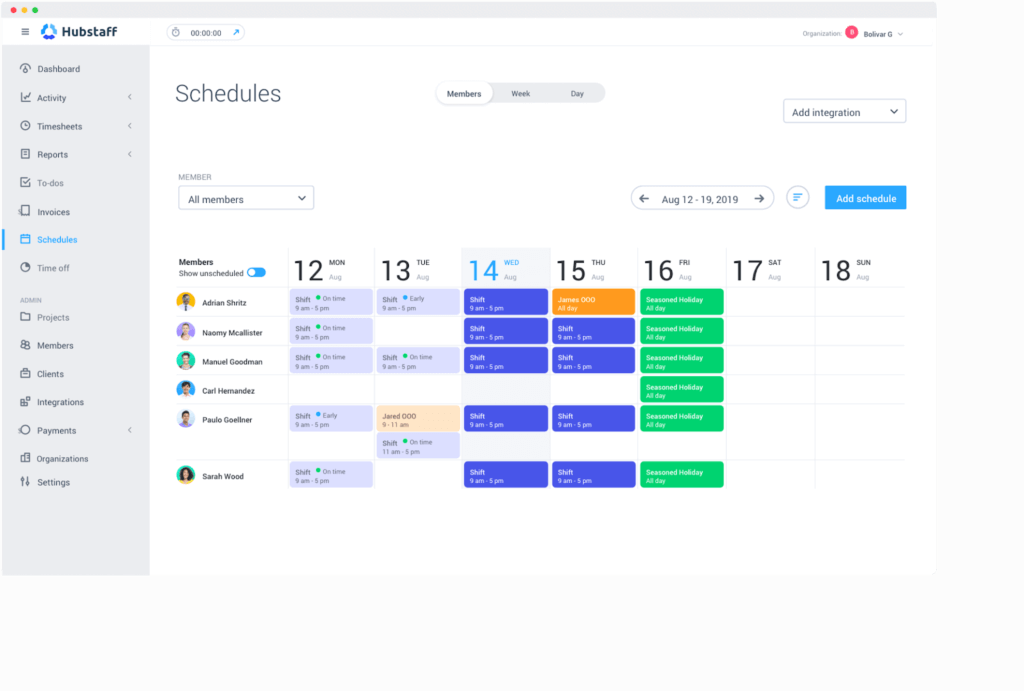 hubstaff table example