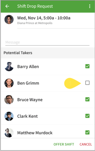 Shift swapping interface in When I Work’s mobile app