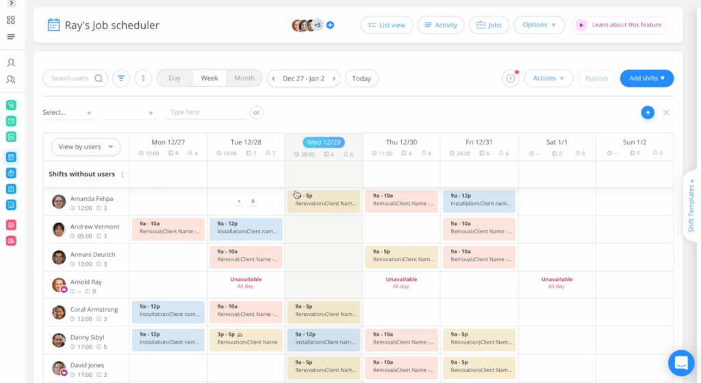 Connecteams scheduling interface
