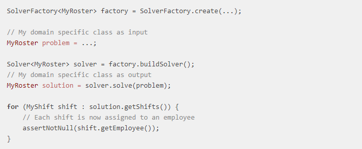 The basic example code from OptaPlanner