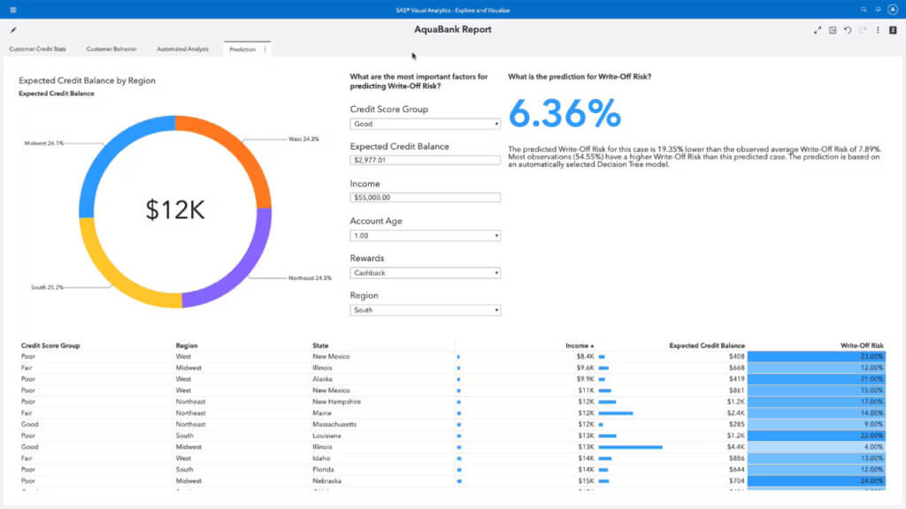 A screenshot of a report in SAS Visual Analytics.