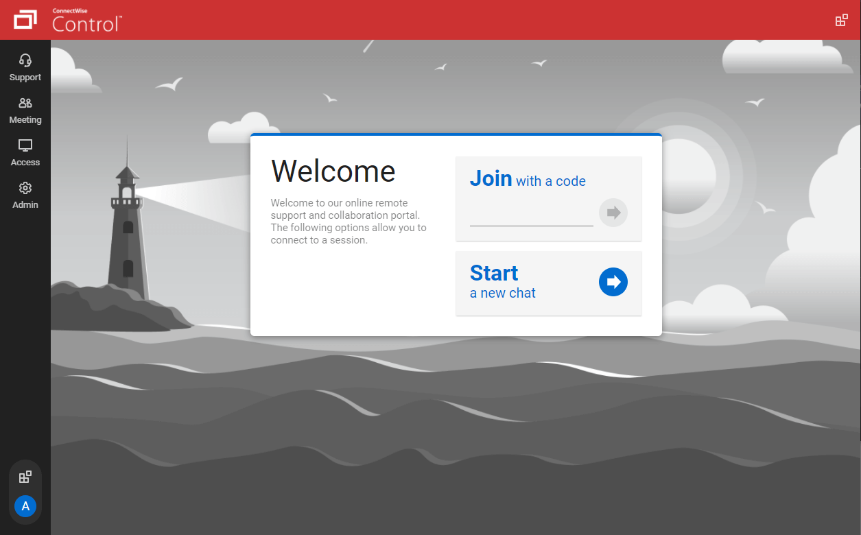Screenshot of the guest page, where end-users enter a code to join a session with a technician